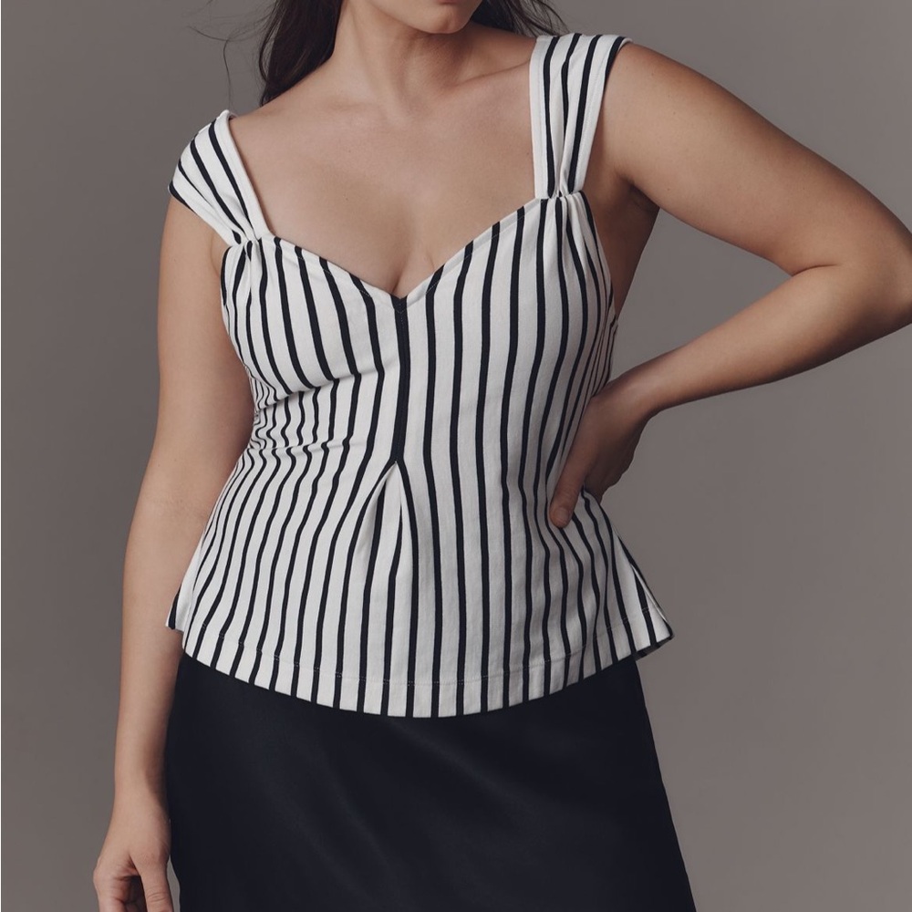 Anthropologie Black and White Striped Tank Top
